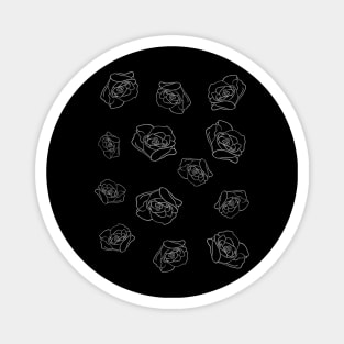 Blooming roses | rose petals | Black-and-white Magnet